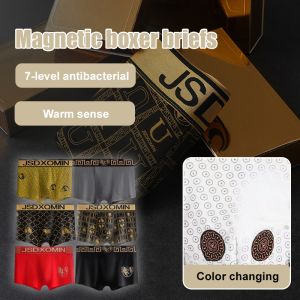 Mens magnetic warm luxurious underwear boxer shorts with flat corners and printed care