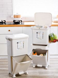 ถังขยะ ถังขยะในครัว ถังขยะแยกประเภท 3in1 พร้อมฝาปิด ขนาด 38/42 ลิตร สำหรับทุกประเภทขยะ ดีไซน์ทันสมัย
