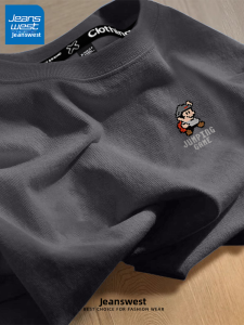 True Weave American Cartoon Long Sleeve Cotton T-Shirt for Men Breathable Casual Base Shirt Deep Grey Autumn New Arrival