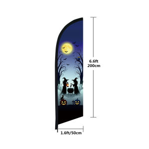 1 trọn bộ cờ lông vũ Halloween 8FT kèm cột sợi thủy tinh phông nền ma bí ngô Trick or Treat đồ trang trí tường trong nhà/ngoài trời cho bữa tiệc halloween (trọn bộ hoặc chỉ cờ)