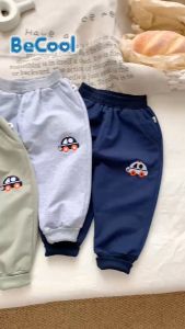 Quần Nỉ Da Cá Thêu Oto BECOOL Quần Nỉ Thu Đông Thêu Hình Oto Cho Bé Size 10 - 27Kg