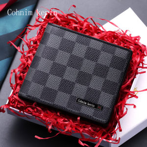 Cohnim Kevin Mens Short Super Thin Genuine Leather Wallet Driver License Multi-Card Holder Youth Student Trendy Business OL Style
