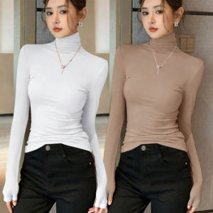 Lieoyuarn | Moodel Spandex High Collar Sweater Female Slimming Long Sleeve Casual Wear