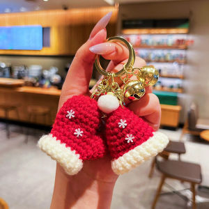 Christmas Mini Knitted Hat Keychains Hand-woven Gloves Christmas Hat Pendant Knitted Hat Christmas Gloves Keyrings New Year
