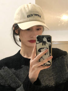 หมวกเบสบอลผ้าฝ้ายแท้ลายตัวอักษรสไตล์เกาหลีสำหรับผู้ชายและผู้หญิงในฤดูใบไม้ผลิและฤดูร้อน หมวกกันแดดทรงปากเป็ดแบบลำลองสำหรับคู่รัก