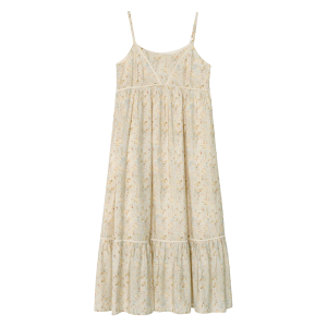 Hello Canon Holiday Style Ruffle Splice Pleated Strapless A-Line Long Dress Spring Summer Loose Slimming Gown High Waist No Sleeve