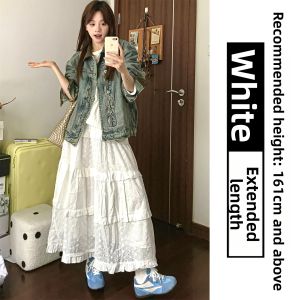 YIFANSHI | Elegant White Lace High-Waist Flare Midi Dress