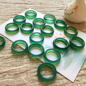 Green Chalcedony Index Finger Ring Fashion Stylish Tail Ring Ring Agate Jewelry Men and Women Couple Rings Accessible Luxury Couple Gift