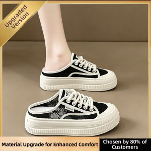 CHAODONG | Summer Breathable Leisure Slip-on Thick-Soled White Canvas Slipper