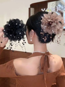 Flower Feather Grip 2024 New Arrival Internet Celebrity Fashion All-Match Updo Shark Clip Maillard Headdress Barrettes Women