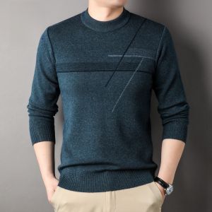 ROMON | Áo len dệt kim dày ấm áp cổ tròn thường ngày thời trang mùa đông cho nam Áo len dệt kim dài tay phong cách công sở thời trang