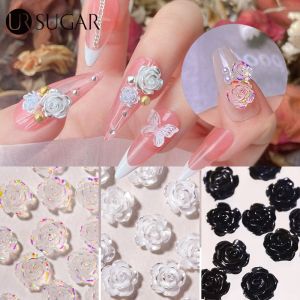 Ur Đường 50 cái/túi Auroras hoa hồng Móng Tay Quyến Rũ Bộ Phận 3D Trắng Flatback kim cương giả gắn móng trang trí móng nghệ thuật Phụ kiện làm móng tay DIY