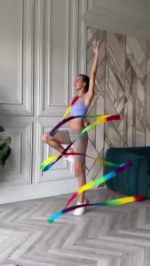 4M Colorful Dance Ribbon Gym Rhythmic Art Gymnastic Streamer Twirling Rod Stick