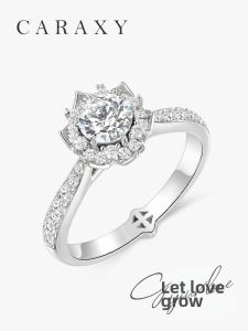 CARAXY | Wedding Engagement Real Diamond Ring with Artificial Inlays 1 Carat