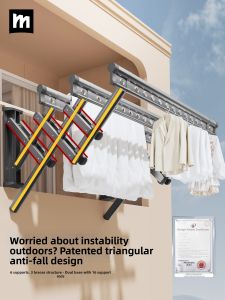MINGZHI | Adjustable Fixed Telescopic Wall Outdoor Clothes Drying Rack