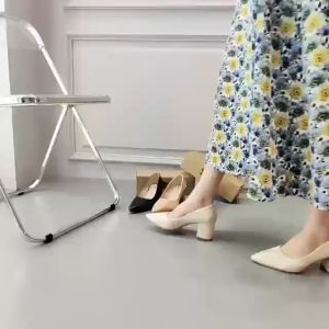 2 Inch Black Pointed Toe High Heels: Stylish Women's Footwear for Students & Office