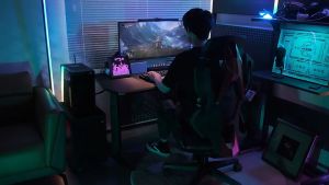 Ergonomic Dual Motor Office Smart Electric PC Table Height Adjustable Stand Up RGB Gaming Computer Desk