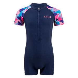 ZOKE | Girls Short Sleeve Warm Sun Protection Swimwear for Middle and Large Children Professional Training Swimming Suit
