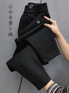 ผู้หญิง หนาขึ้น ฤดูใบไม้ร่วง ฤดูหนาว ใหม่ หลวม สไตล์ฮาราจูกุ ผ้าขนแกะ กางเกงมีซับในความยาวข้อเท้า ลำลอง กางเกงขายาว เอวยืดหยุ่น