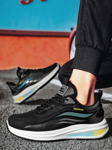 Ultra-Light Shock-Absorbing Leather Running Shoes for Men Waterproof Sports Sneakers Trendy Youth Casual Shoes Comfortable Mesh Inner