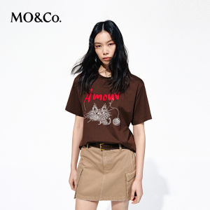 MO&Co. | New Cotton Embroidery Cartoon Pet Loose Drop-shoulder Short Sleeve T-Shirt