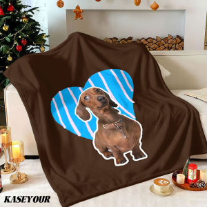 Beast Kingdom | Dachshund Love Heart Winter Summer Flannel Blanket Throw Fleece Soft Fuzzy Plush Cozy Fleece Blankets for Sofa Ideal Gifts