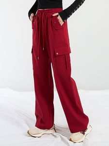 Womens Casual Wide Leg Straight Pants Spring New Style Loose Fit Sports Versatile Drawstring Trousers Dance Fashionable