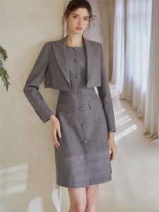 Roey s house | Business Elegant Slim Fit Womens Suits Set Grey