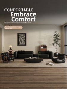 HSMJ | Minimalist Black Leather Sofa