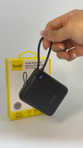 BUDI 10000 mAH PD 22.5W Compact Mini Power Bank Built-in Cable