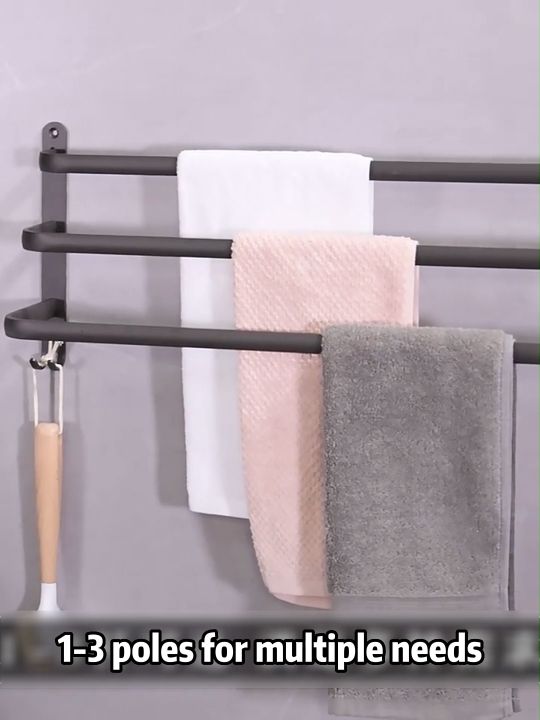 BITASSET Towel Rack No Punching Stainless Steel Space aluminum Gun-Gray ...