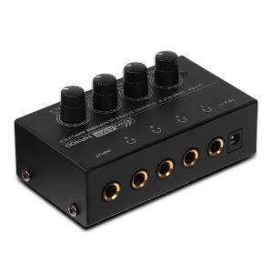 Kebidumei | Top Deals 4 Channels Mini O Stereo Headphone Amplifier HA400 Ultra-Compact Audio Amplifier With Power Adapter EU US Plug Adapter