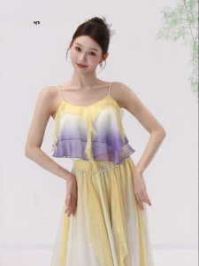 FULLBELIEF | Ancient Style Dance Costume Design Sense Lotus Ruffle Gradient Color