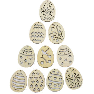 (50ชิ้น/แพ็ค) 37*28มม. มิกซ์อีสเตอร์ไม้ไข่อีสเตอร์จอแสดงผลกลวงหน้าต่างการตกแต่งฉากบรรยากาศสินค้าแฮนด์เมดแบบสร้างสรรค์ภาพวาดย้อนยุค