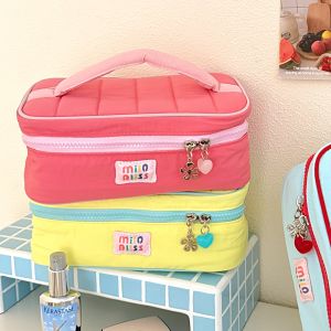 Dopamine Contrast Makeup Bag Large Capacity Travel Portable Handheld Toilet Storage Bag