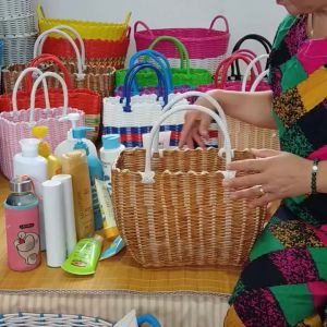 Tas Keranjang Rotan Sintetis Motif Cantik Serbaguna | Anyaman Rotan Sintetis Terlaris | Kewranjang Unik Sulaman Anyaman Rotan Sintetis | Tas Keranjang Rotan Sintetis Terlaris Dan Termurah
