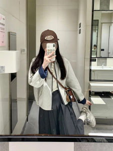 YUFUQING | Spring 2025 Womens Short Casual Baseball Jacket Stripe Pattern Turn-down Collar Versatile Top Polyester Fiber Long Sleeve