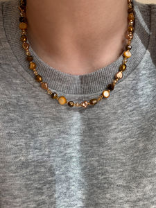 CAFFTI | Natural Tiger Eye Stone Necklace Long