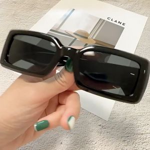 Kacamata Hitam Pria/Wanita UV400 Bentuk Persegi Panjang Gaya Retro Kacamata Fashion Terbaru