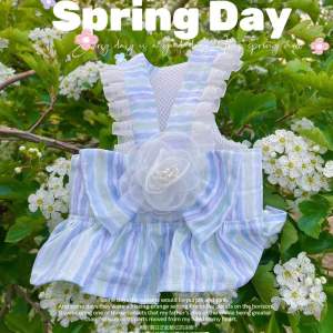 Spring Summer Dog Princess Dress Harness Cat Pulling Rope Small Dog Clothes Teddy Maltipoo Bichon Frise Leash Non-Extendable