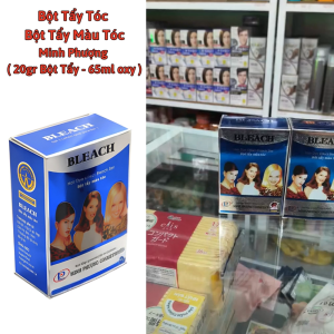 Bột Tẩy Tóc Bột Tẩy Màu Tóc Minh Phượng BLEACH ( 20gr Bột Tẩy - 65ml oxy ) làm cho tóc đen chuyển thành màu nâu.