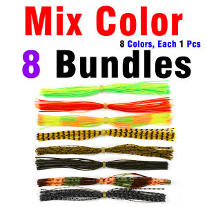 8 Bundles 5.11-inch Silicone Skirts for Fishing DIY Spinner Bait Making Rubber Jig Lures Tying Material Accessory