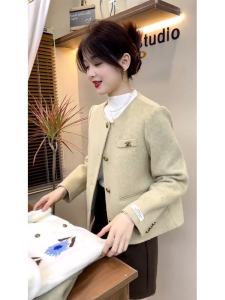 Áo Khoác Len Ngắn Kiểu Hàn Quốc Mùa Xuân 2025 Áo Khoác Công Sở Cỡ Nhỏ Thanh Lịch Có Nút Cài Thường Ngày Áo Khoác Ngoài Nữ
