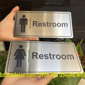 Bảng báo chỉ dẫn phòng nghỉ nhân viên restroom chất liệu  inox màu bạc xước KT20x10cm