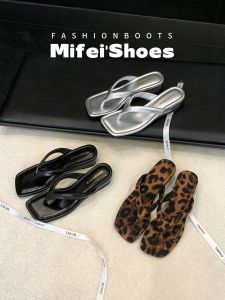 MIFEI | Sheepskin High Heel Sandals Outdoor Wear Summer Beach Square Toe
