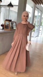 Gamis Monna Dress Muslim Wanita Remaja Dewasa Polos Kancing Kondangan Mewah Elegan