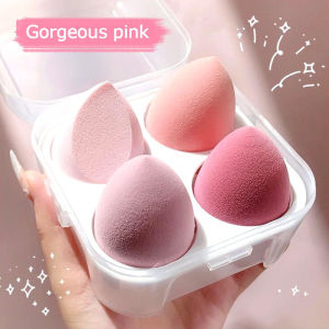 4Pcs Beauty EggMakeup Sponge Dual-Use Foundation Soft Puff Cosmetic Water Drop Shape Make Up Egg Puff Beauty Tools For Girls Gift (With Box)