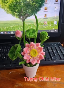 (Có 05 màu) Chậu hoa sen bằng kẽm nhung cao tầm 20cm