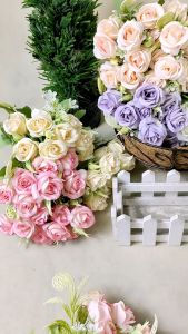 Rose Sunny Cabang 5 - Bunga Mawar Kain Dekorasi Hiasan Pelaminan Dan Hiasan Meja