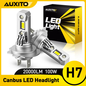 AUXITO Q16 H7 LED Headlight Bulbs 100W 20000LM  Super Bright Head Wireless Mini Car Led Headlight Bulbs With Fan 6500K White